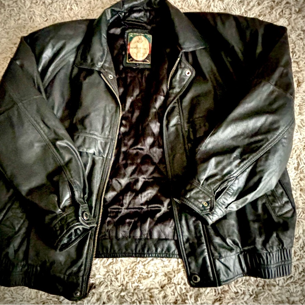 Black leather Members Only Jacket
